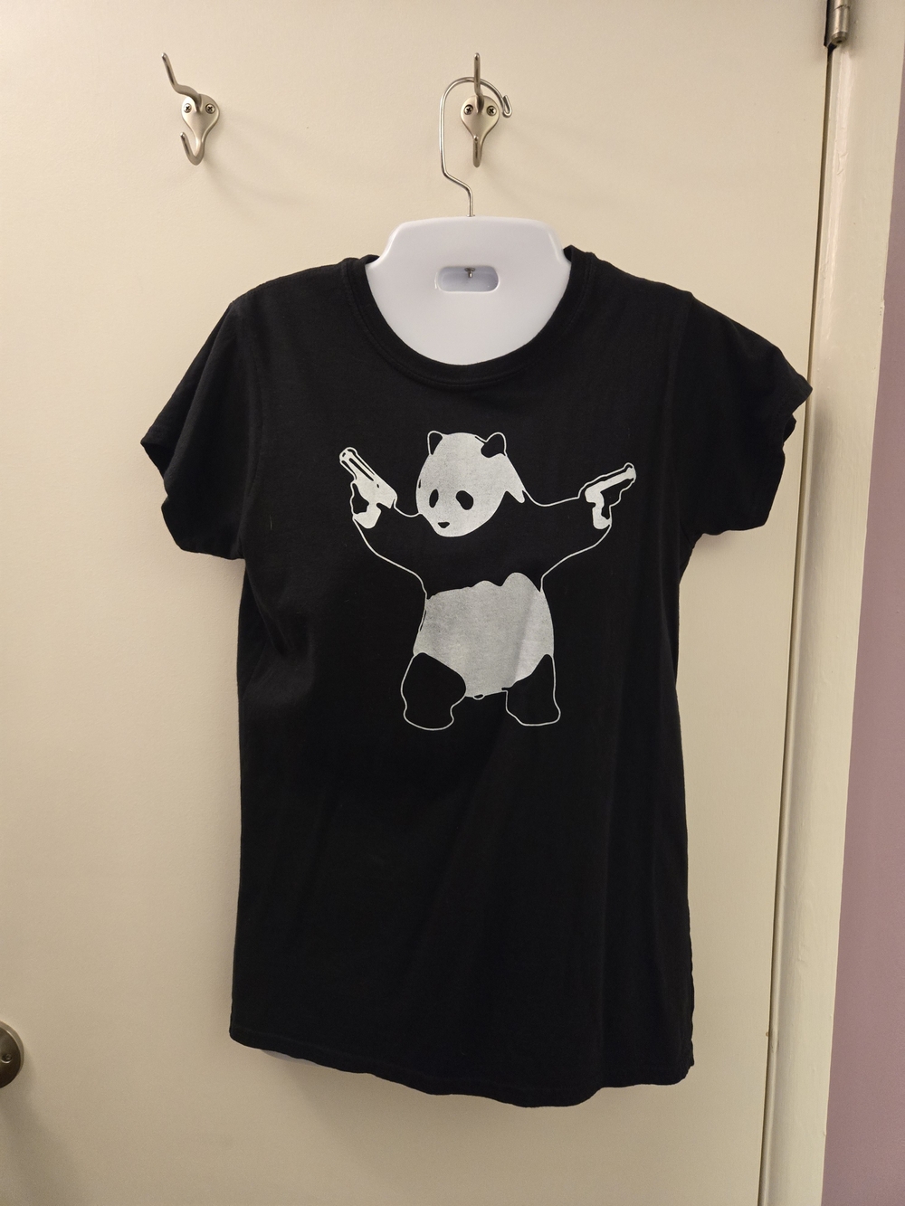 Gildan Black Short-Sleeve Tee with White Panda Graphic